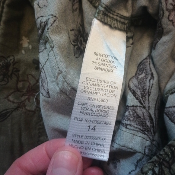 Democracy Womens Forest Fairy Grunge Floral Cargo Pants 14 Green Utility Boho - Picture 7 of 11